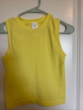 Athleta Neon Yellow Ribbed Crewneck Tank Top